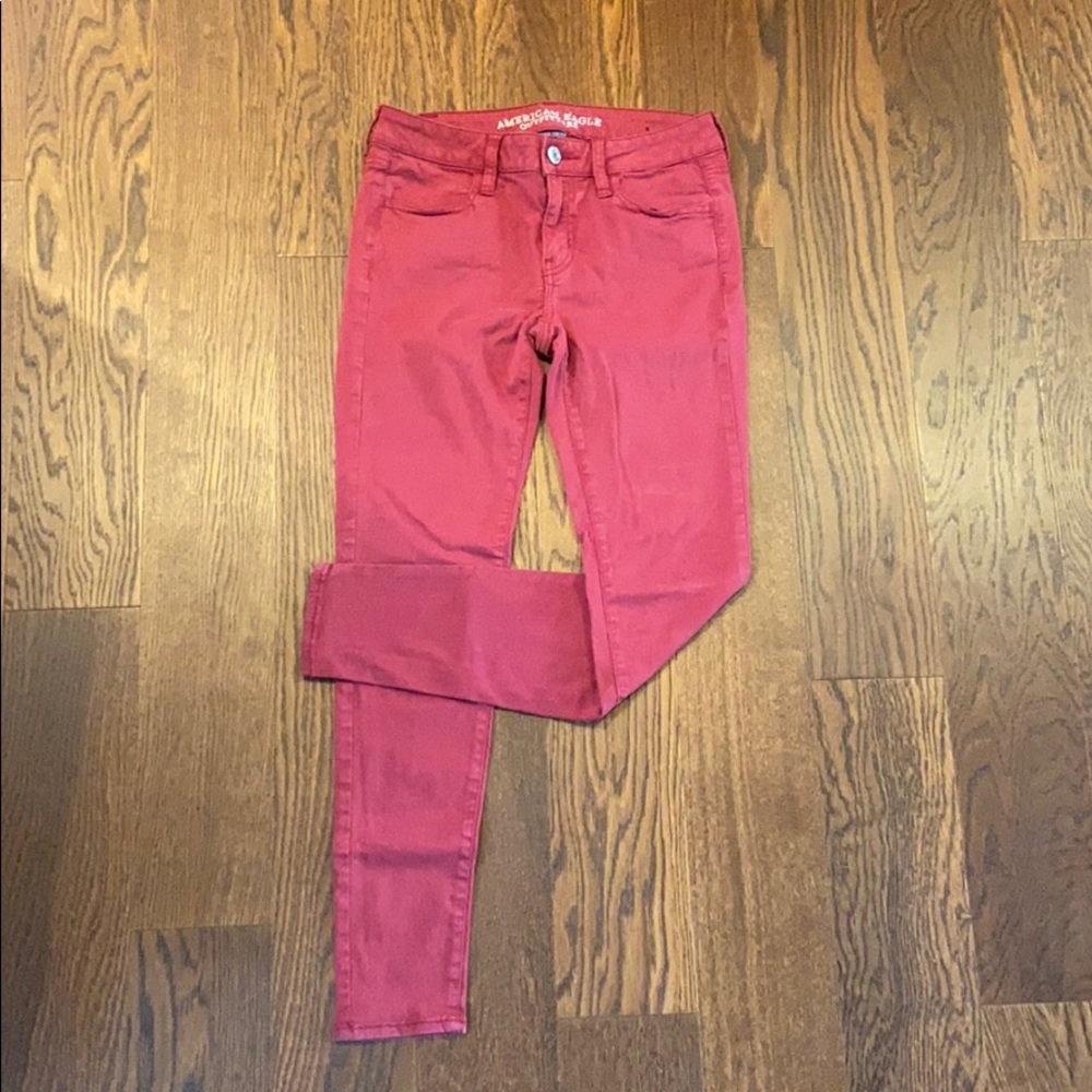 Fun, red, stretchy jeggings!